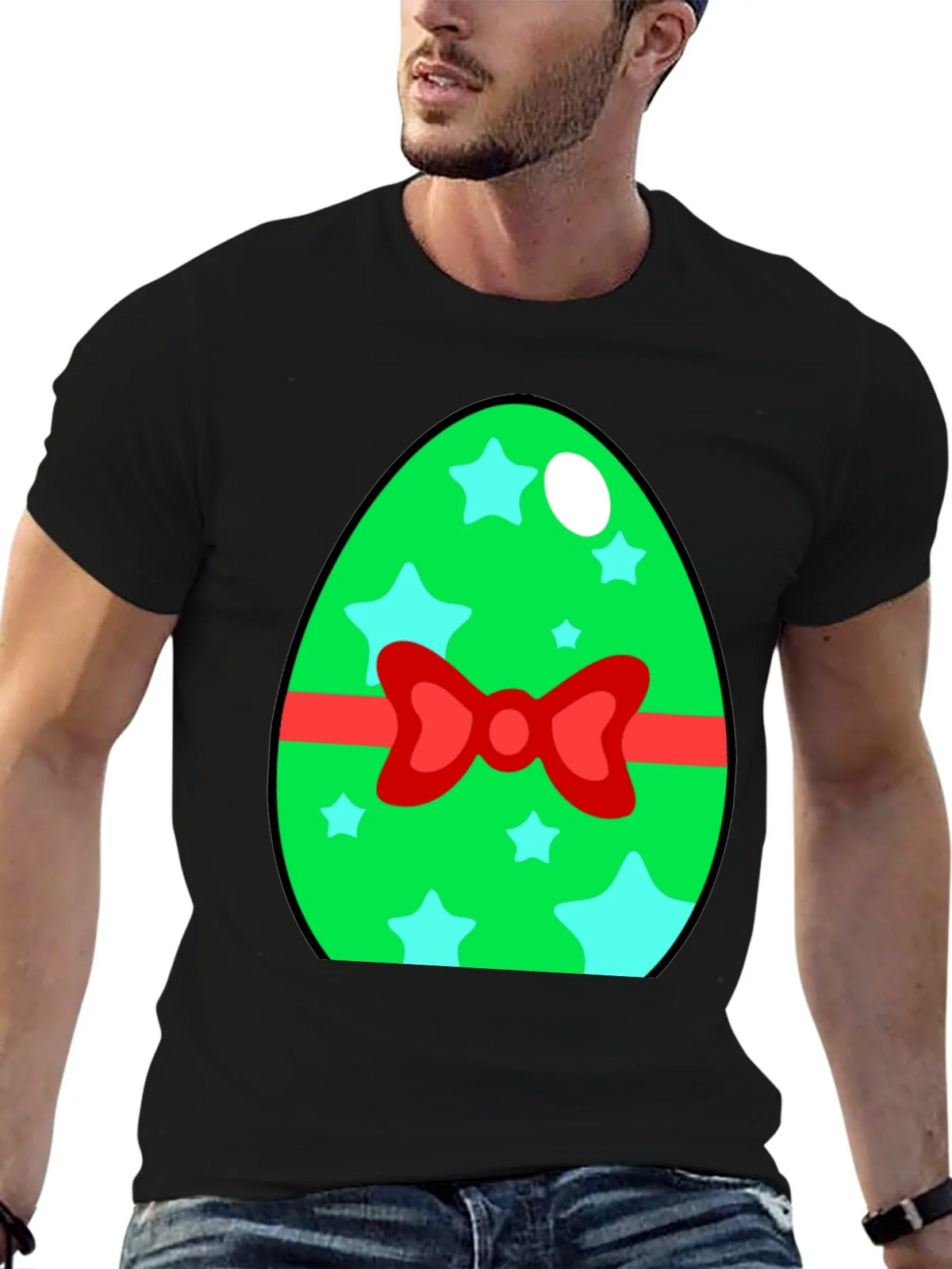 Easter Egg T-Shirt - Green Star Bow Tie
