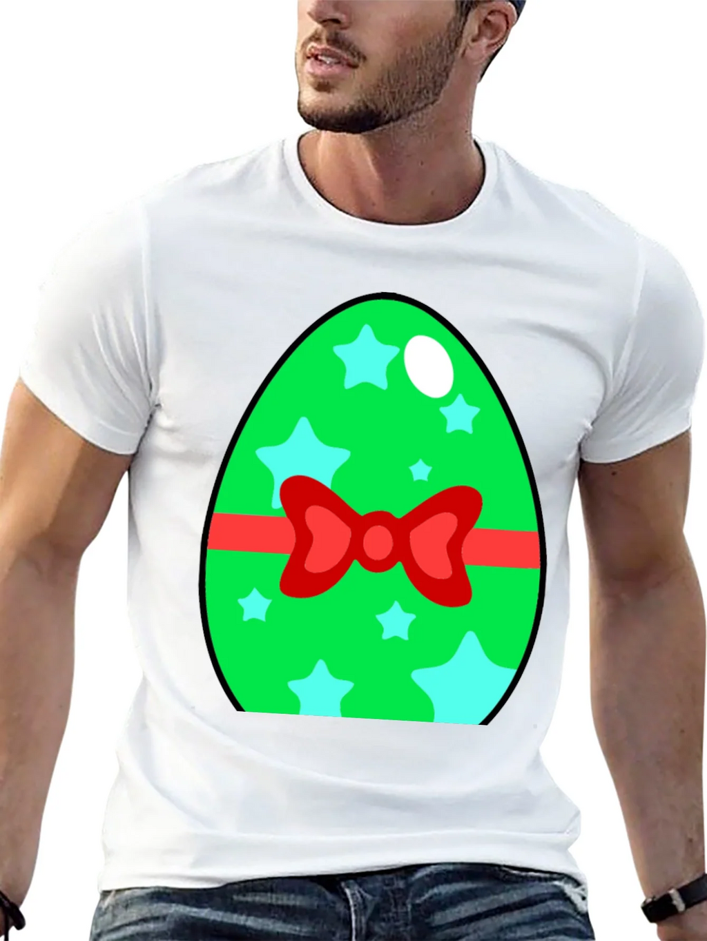 Easter Egg T-Shirt - Green Star Bow Tie