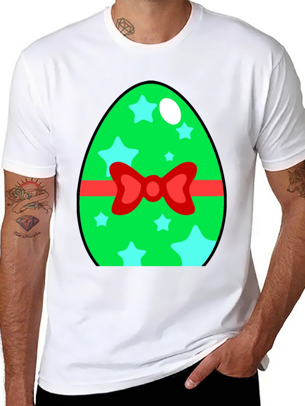Easter Egg T-Shirt - Green Star Bow Tie