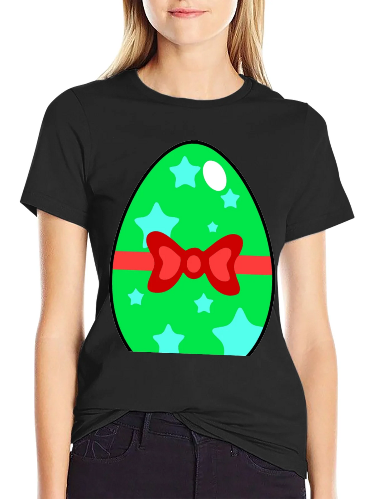 Easter Egg T-Shirt - Green Star Bow Tie