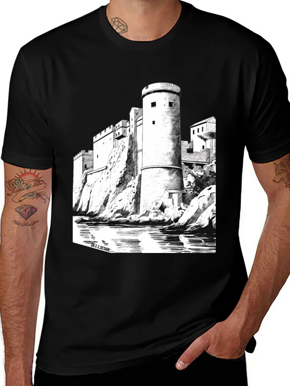 Castle Graphic Black T-Shirt | Unique Design Tee