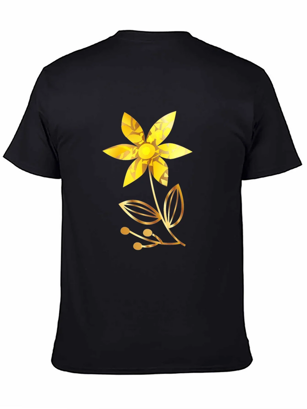 Golden Flower Black T-Shirt