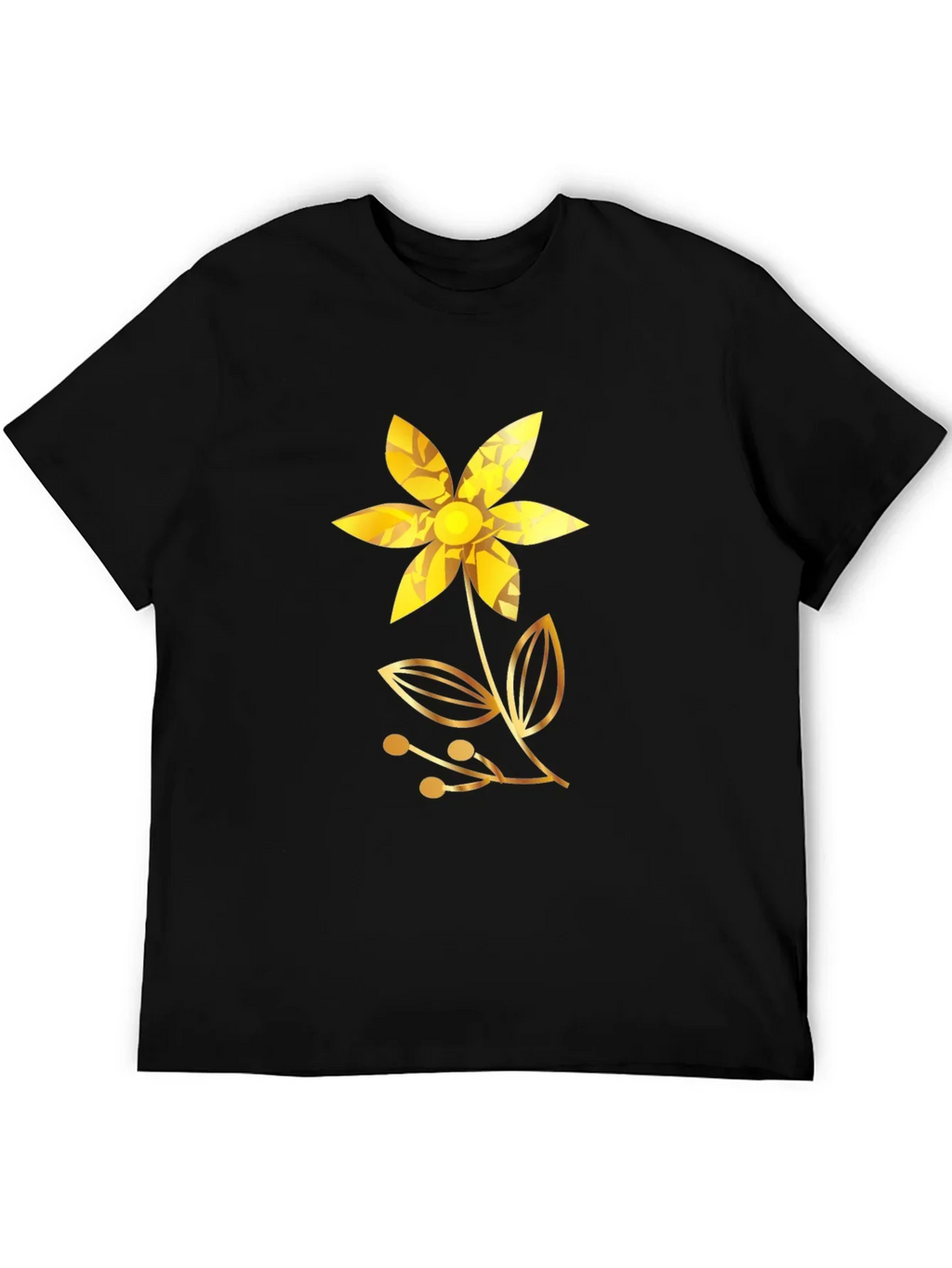 Golden Flower Black T-Shirt
