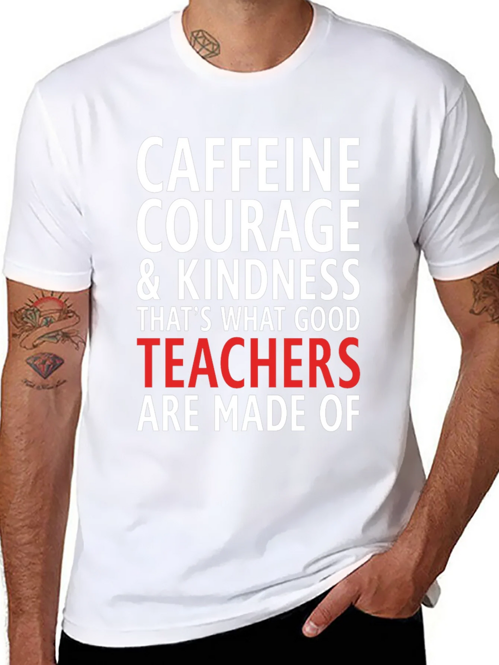 Caffeine Courage Teacher T-Shirt