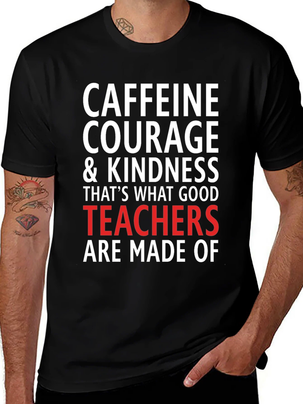 Caffeine Courage Teacher T-Shirt