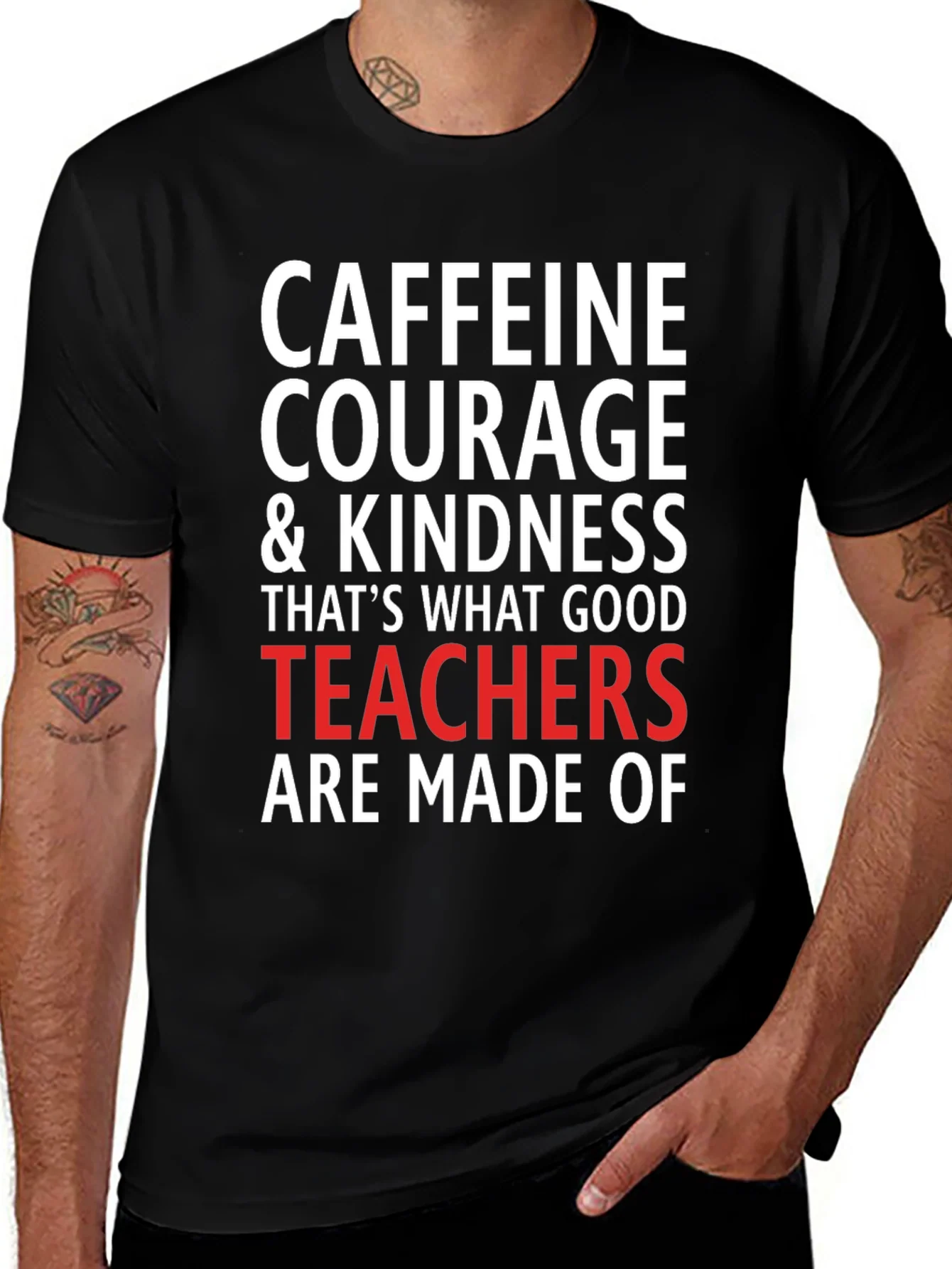 Caffeine Courage Teacher T-Shirt