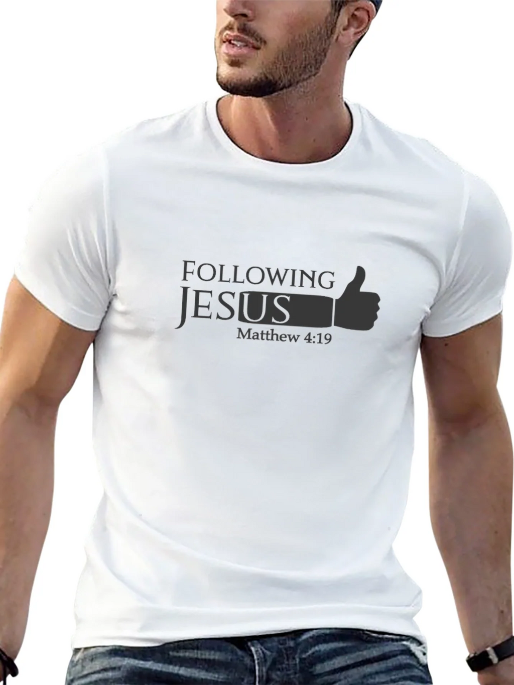 Following Jesus T-Shirt - Matthew 4:19 Religious Graphic Tee