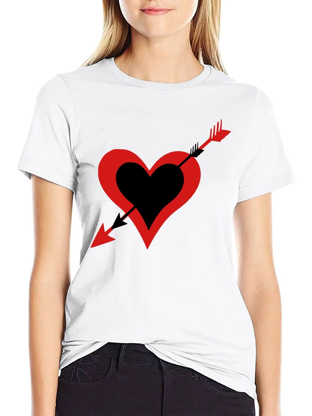 Heart Arrow Graphic Tee - Black Casual Shirt