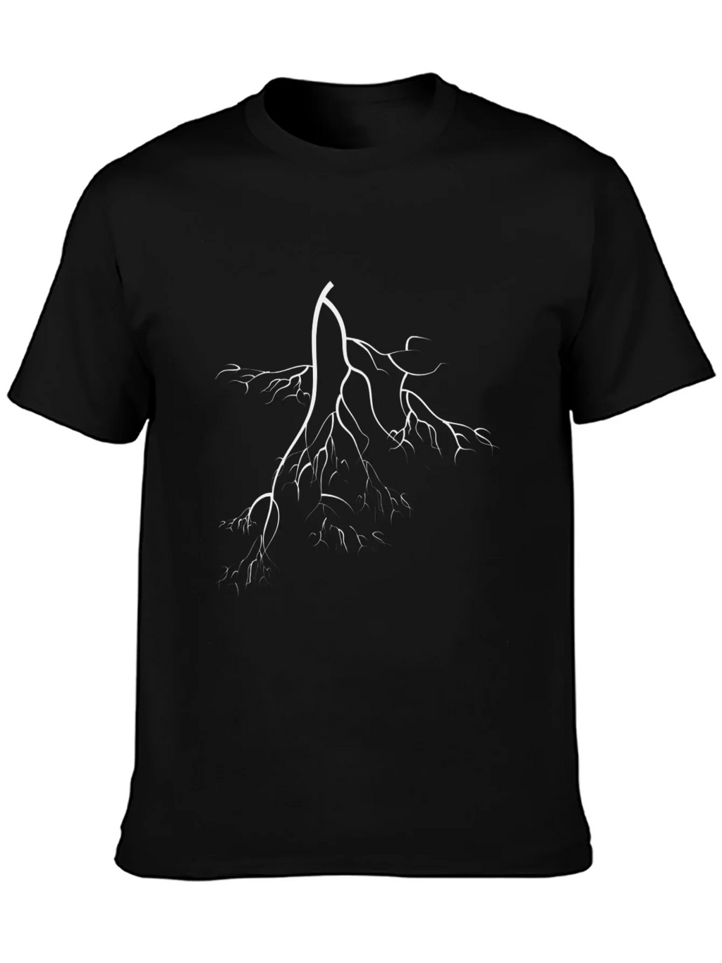 Black T-Shirt with White Lightning Bolt Graphic